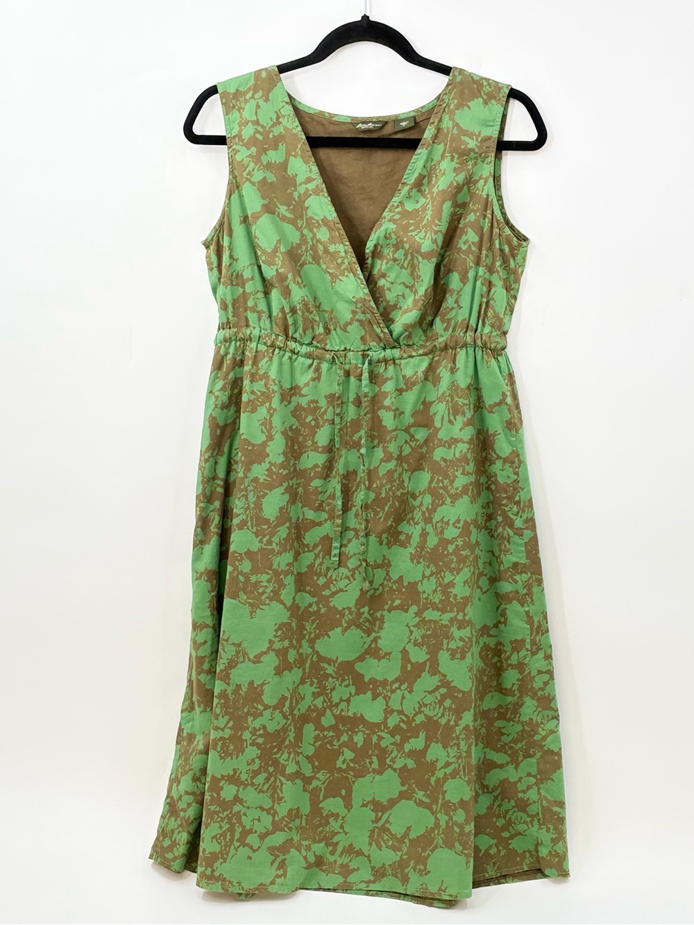 Eddie Bauer Green and Brown Cotton Midi Dress